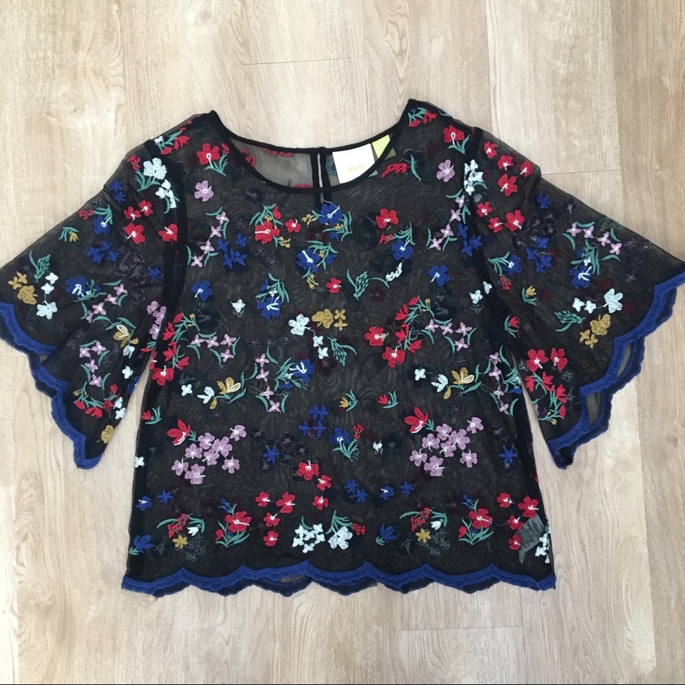 Anthropologie Meadows Embroidered Top by Maeve